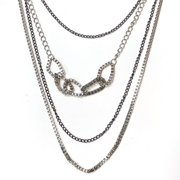 Claire's Multi Strand Necklace Blue Ribbon Chains - Picture 4 of 6